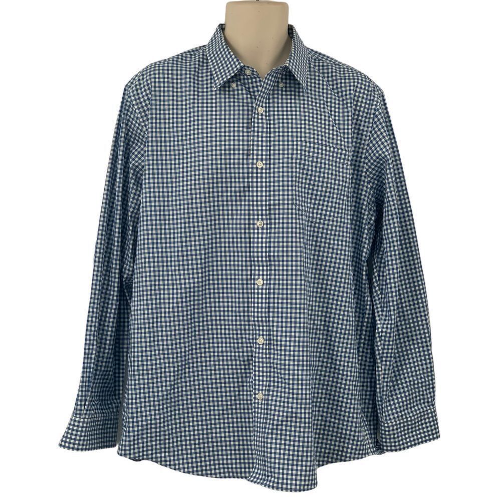LL Bean Men's Long Sleeve Button Down Shirt‎ Blue/White Gingham Check Size Large